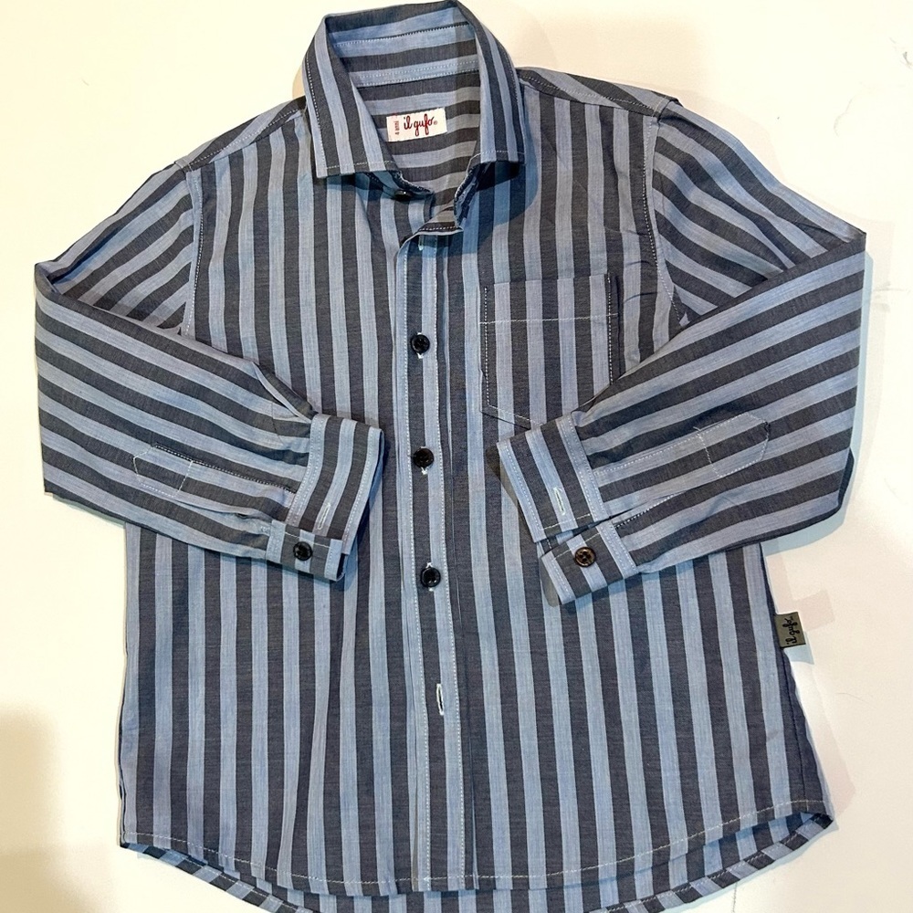 Il Gufo Blue Striped Button Down Shirt size 4 - Picture 3 of 3